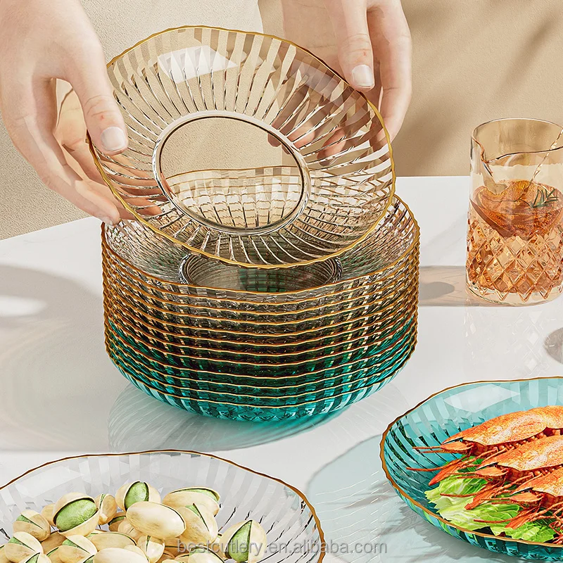 Wedding Party 6 Inch Clear Snacks Side Dish Serving Tray Appetizer Dessert Salad Cake Mini Dinner Dry Fruit Plates With Holder