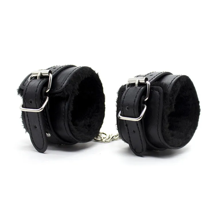 Wholesale Fun Adult Products Plush Black handcuffs Red Pink Leather Adult Products Iron Chain Tie Hands