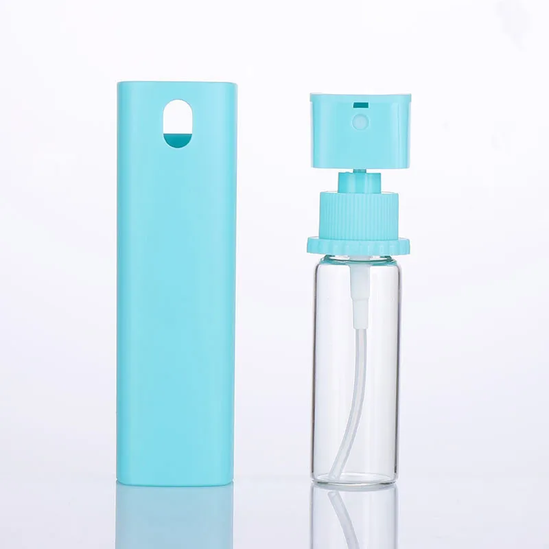 10ml Square Mini Travel Pocket Perfume Atomizer Alcohol Spray Glass Bottle with Plastic Cover Refillable Perfume Bottle