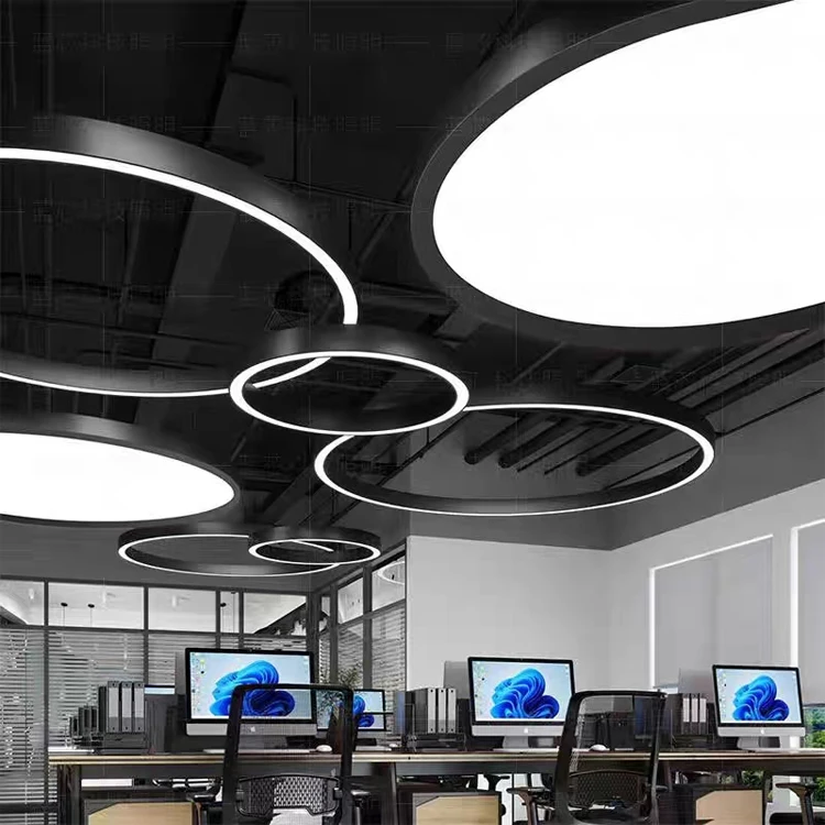 Modern circle Hanging Lamp Ring Lighting Commercial Pendant Light Round Led chandeliers For Gym Supermarkets