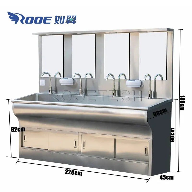 Mirror/No-Mirror Spacious Surgical Scrub Sink Station with Storage Shelves for Hospital