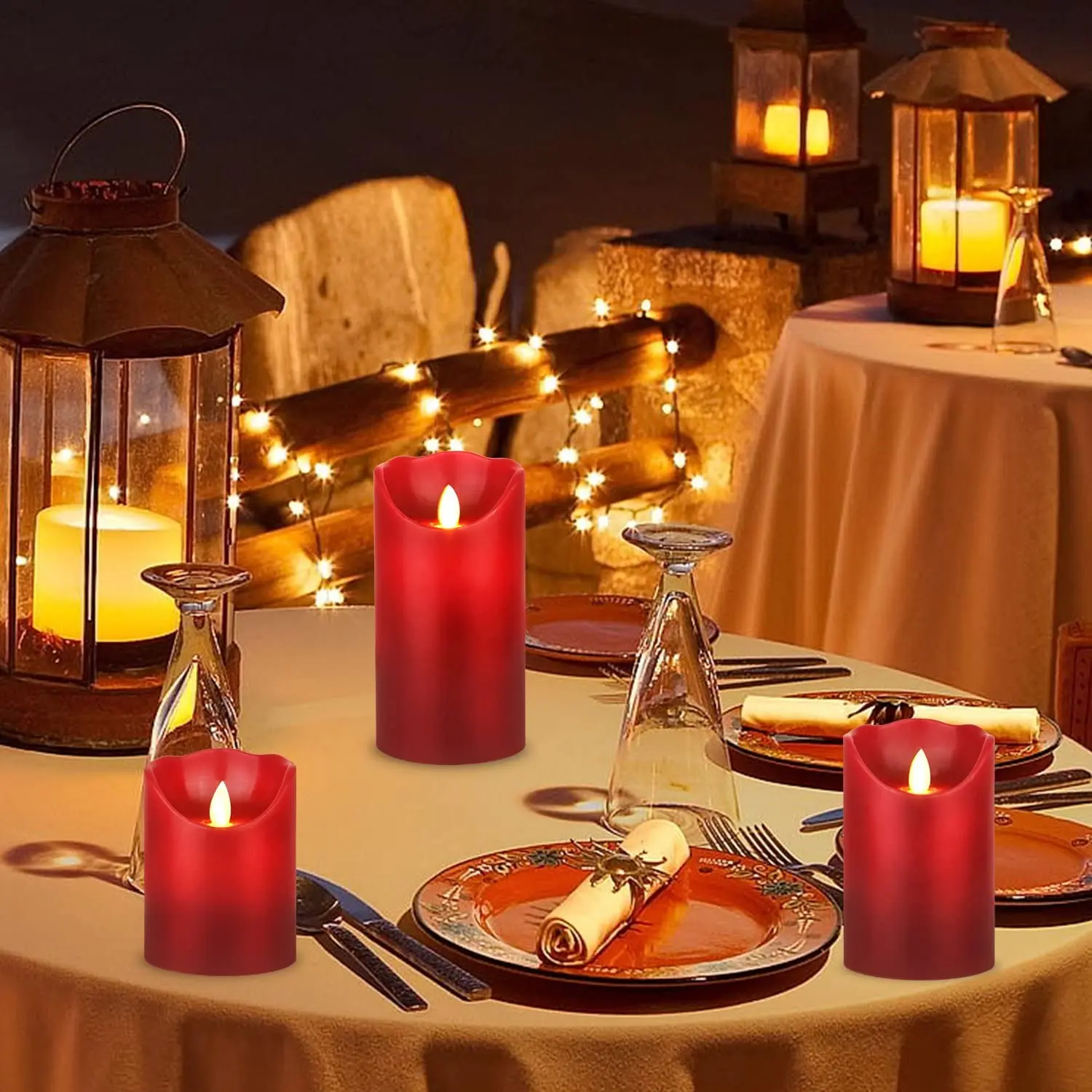 long stick battery parafin wax wedding decoration 7 day glass fragrant never ending dancing flame led candle with design