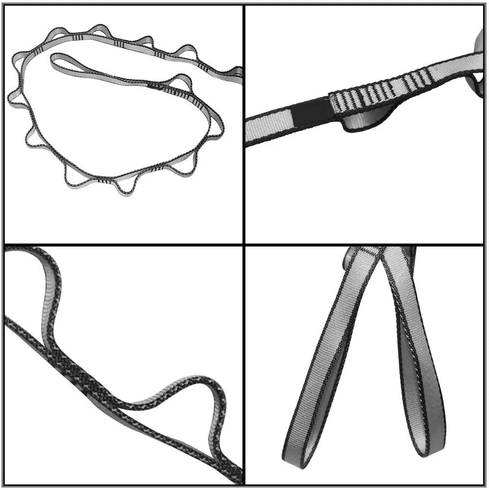 BSCI factory custom Climbing Strap Nylon webbing Adjustable Strap Rope 8 loops Yoga Extend Belt Daisy Chain