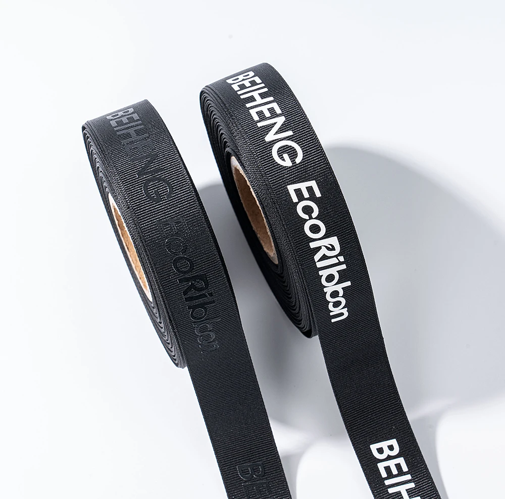Ribbon with custom print sustainable brand name printed ribbon printing logo polyester ribbon