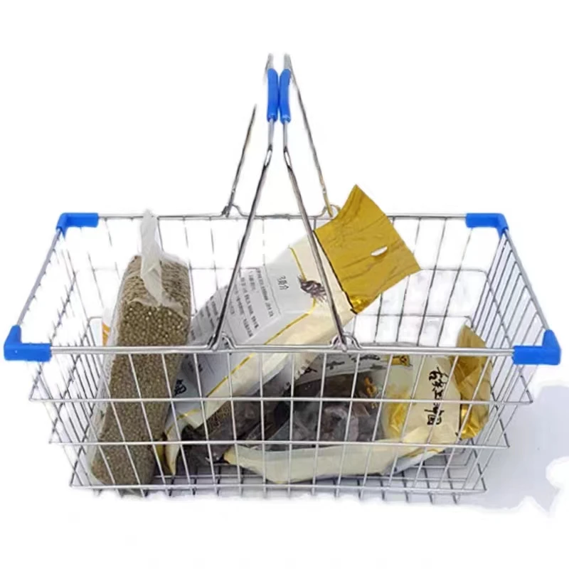 New Design Products  Metal Wire Supermarket Shopping Basket with Double Handle Metal