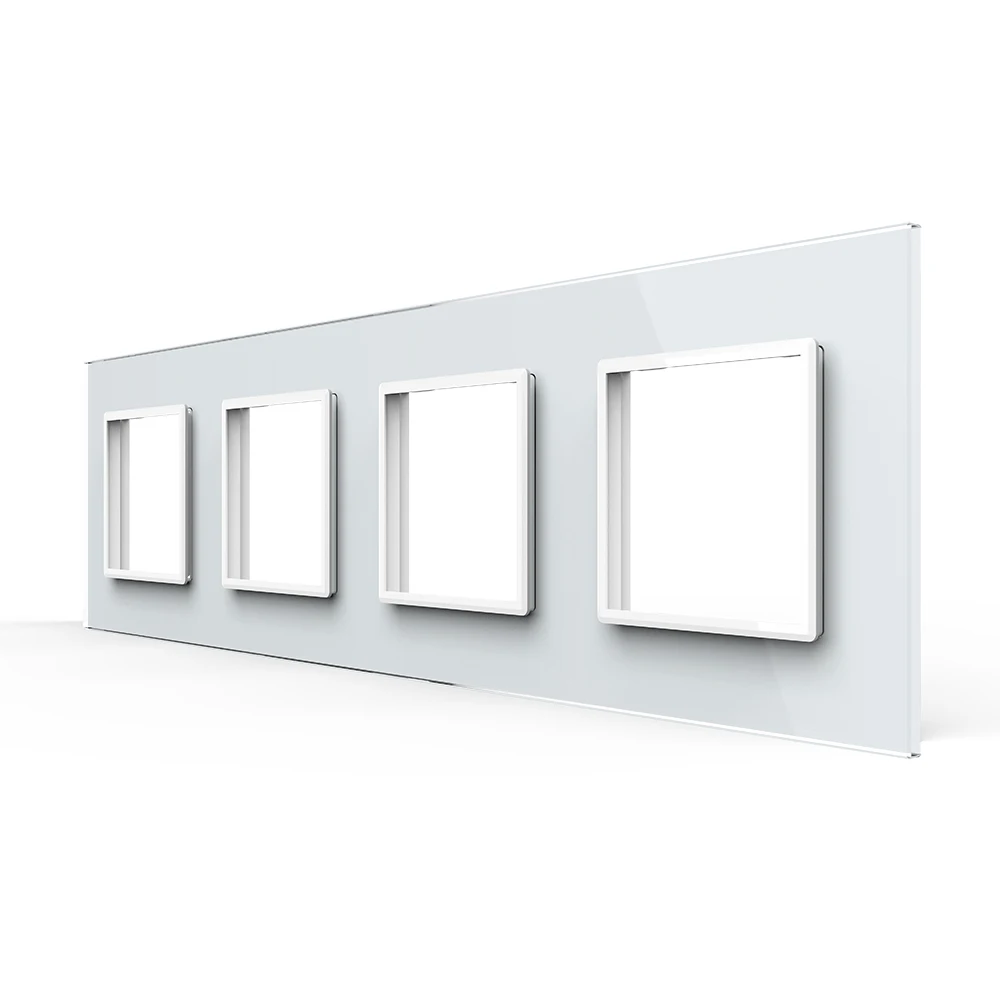 Livolo Luxury White Crystal Glass Switch Panel, 293mm*80mm, EU standard,Quadruple Glass Panel For Wall Socket