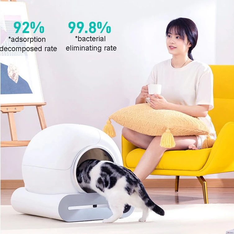 Upgrade 2nd Generation Automatic Smart Cat Litter Box with APP Control Self-Cleaning PP Plastic Litter Tray