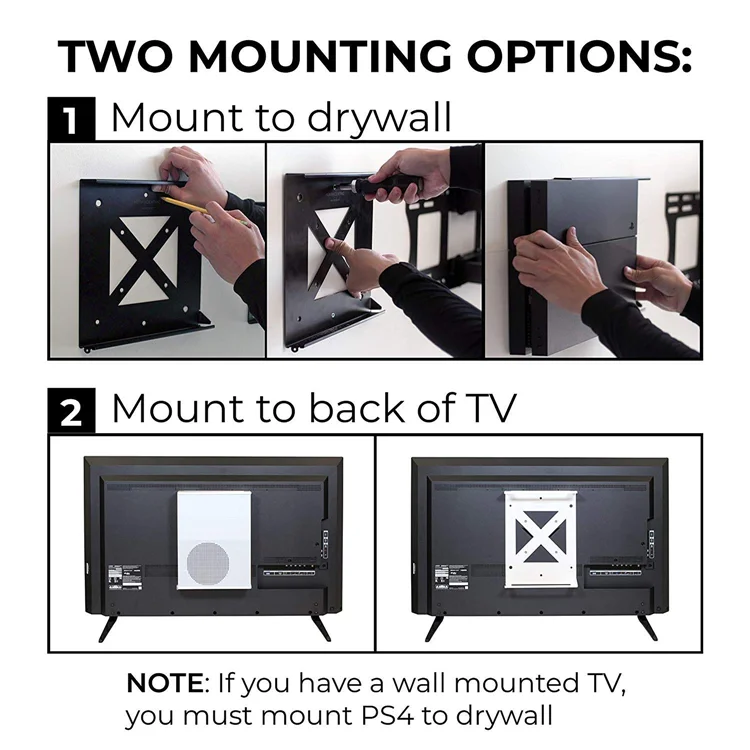 Mount + 2 Controller Mounts Bundle for Xbox One S (White) | Mount on the wall or on the back of the TV