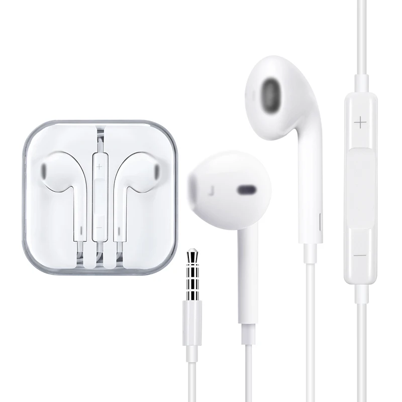 Original 3.5mm White Sports Wired Earbuds Earphones For Apple iphone For ios Android With Mic Microphone