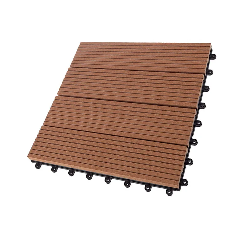 Interlocking outdoor decking non-slip plastic wood wpc flooring tiles engineered flooring