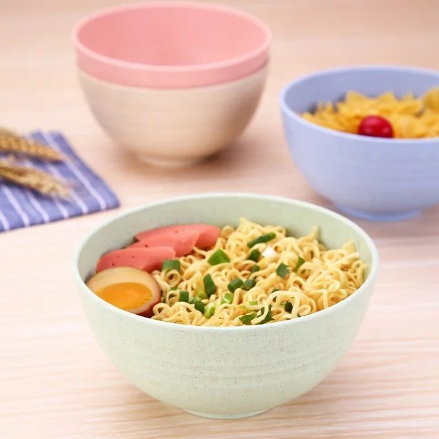 Wheat straw fiber bowl Degradable reusable materials Eco-friendly creative Instant Noodle Bowls soup bowls