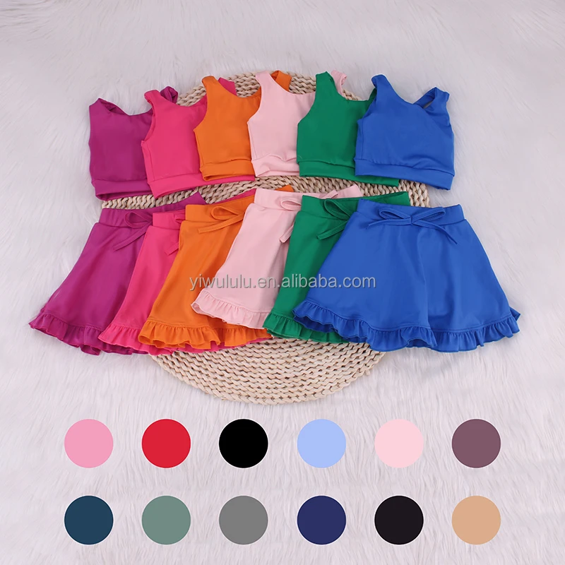 Yoga Sports Wear Kids Clothing New Arrival Sleeveless Fitness Clothing Skirt Tennis Dresses For Girls With Shorts
