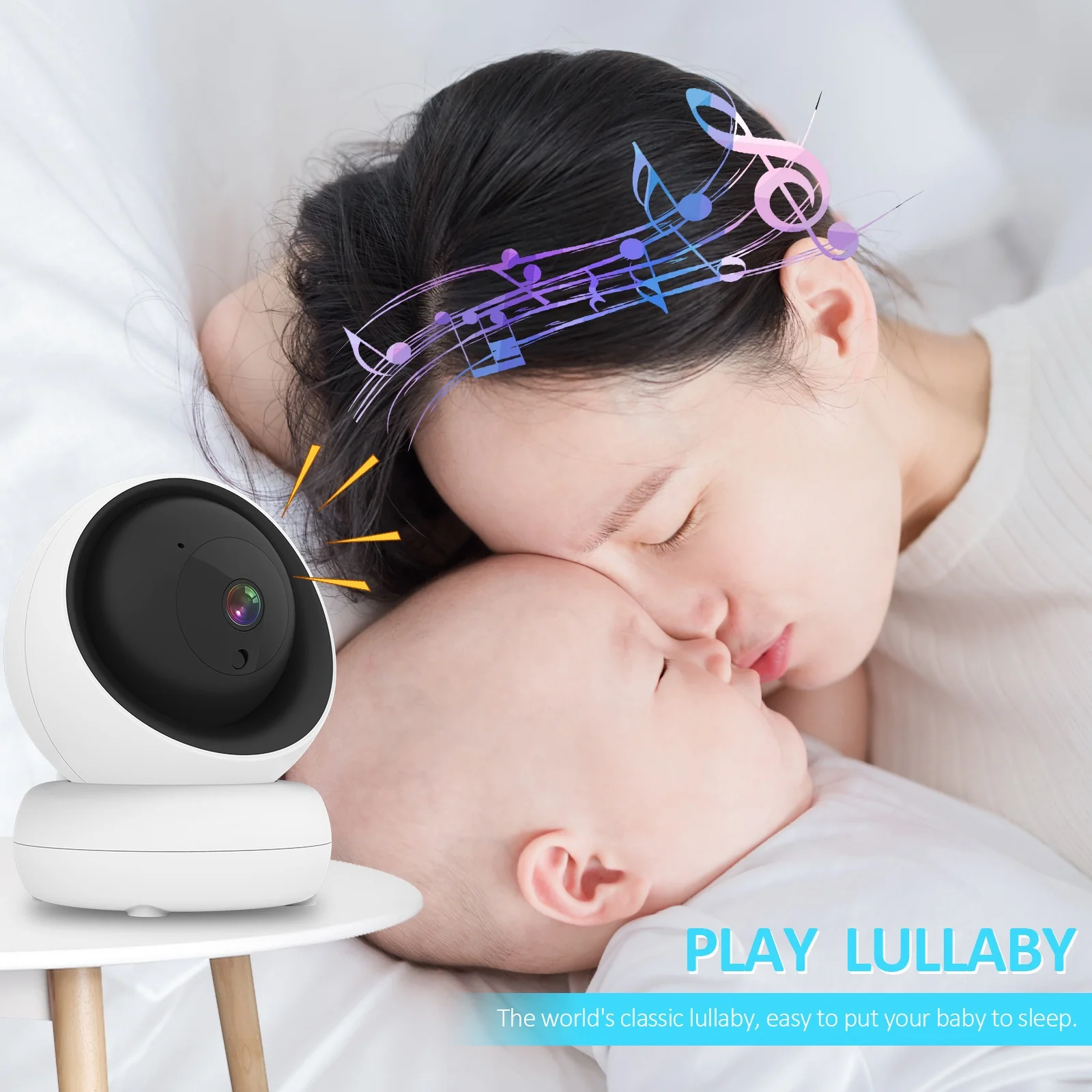 Wireless 1080P smart audio video night vision camera 5inch baby monitor with screen