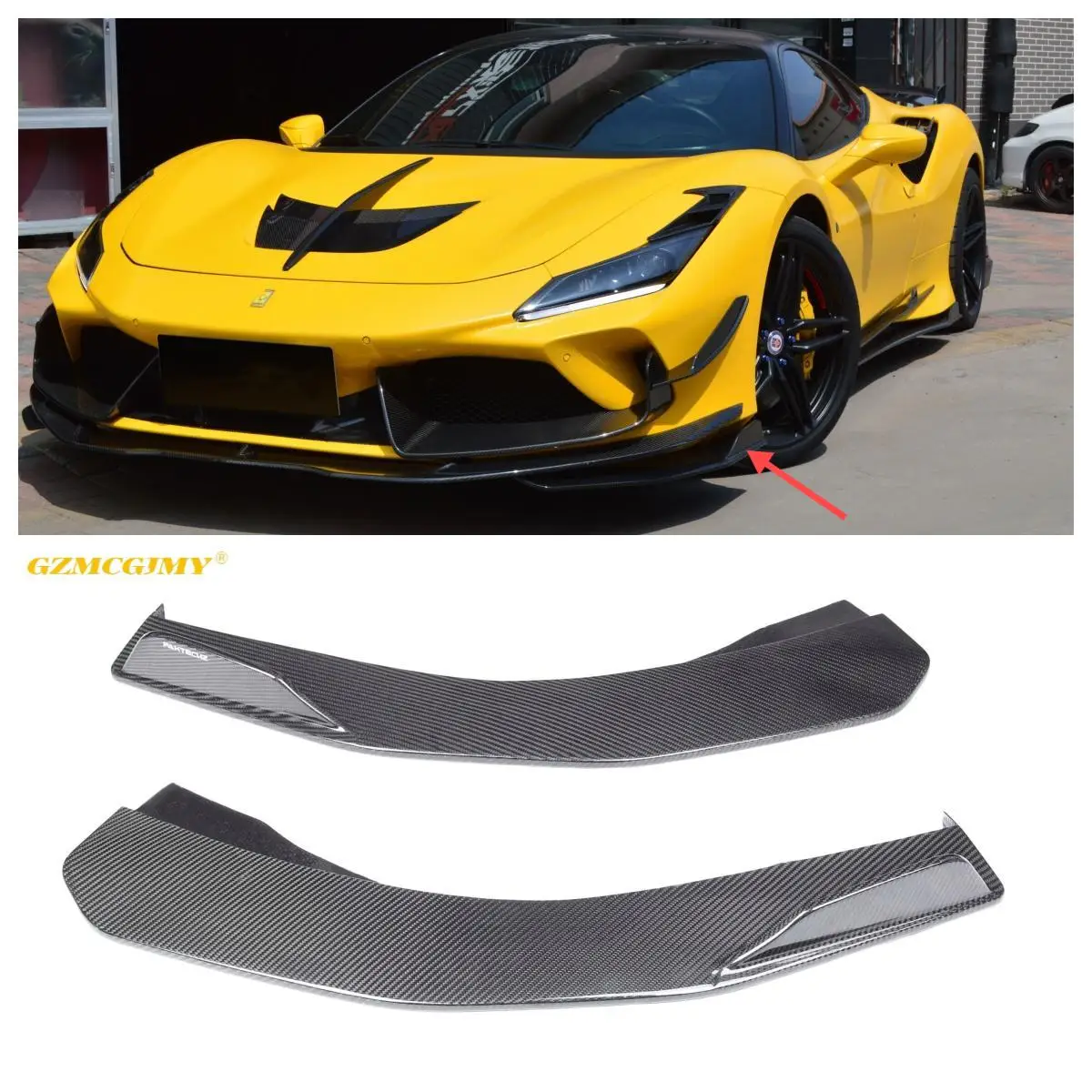 High quality car bumper front bumper corner decoration suitable for Ferrari F8 dry carbon fiber front bumper decoration