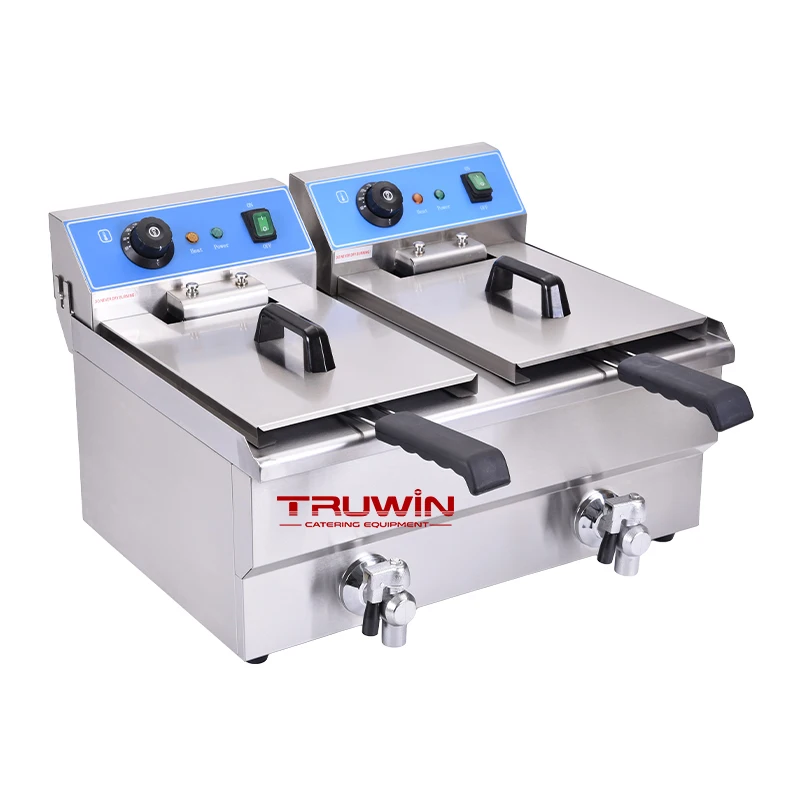 Commercial Automatic Tabletop Pressure Black Diamond 16L 2 tank Kitchen Electric Deep Fryer