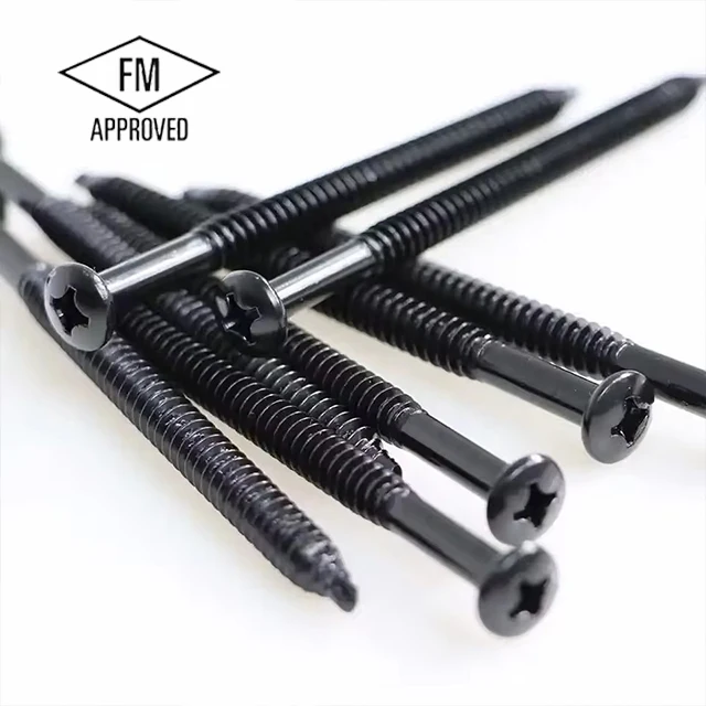 FM Approved Carbon Steel Black Zinc Plated Insulation Roofing Screws fasteners Self Drilling Screw