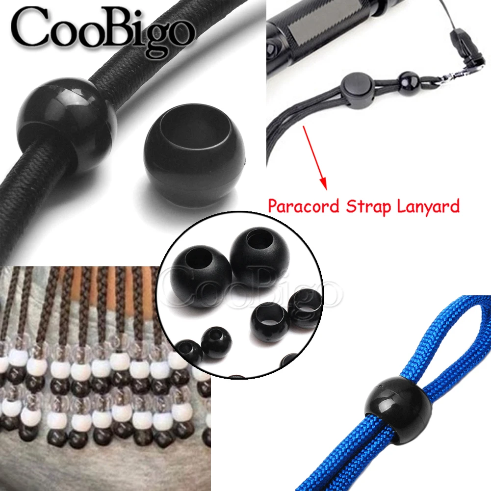 Pony Plastic Beads Large Hole Barrel Bead Cord Lock Ends Necklace Jewelry Bracelet Bags Make Sewing Hair Braid Accessories Black