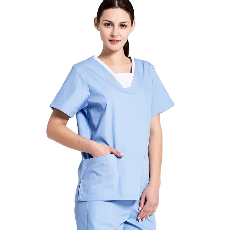 ANNO Manufacturer Medical Scrubs Upper Pants Nursing Uniforms Jogger Design Scrubs V-neck Hospital Uniforms