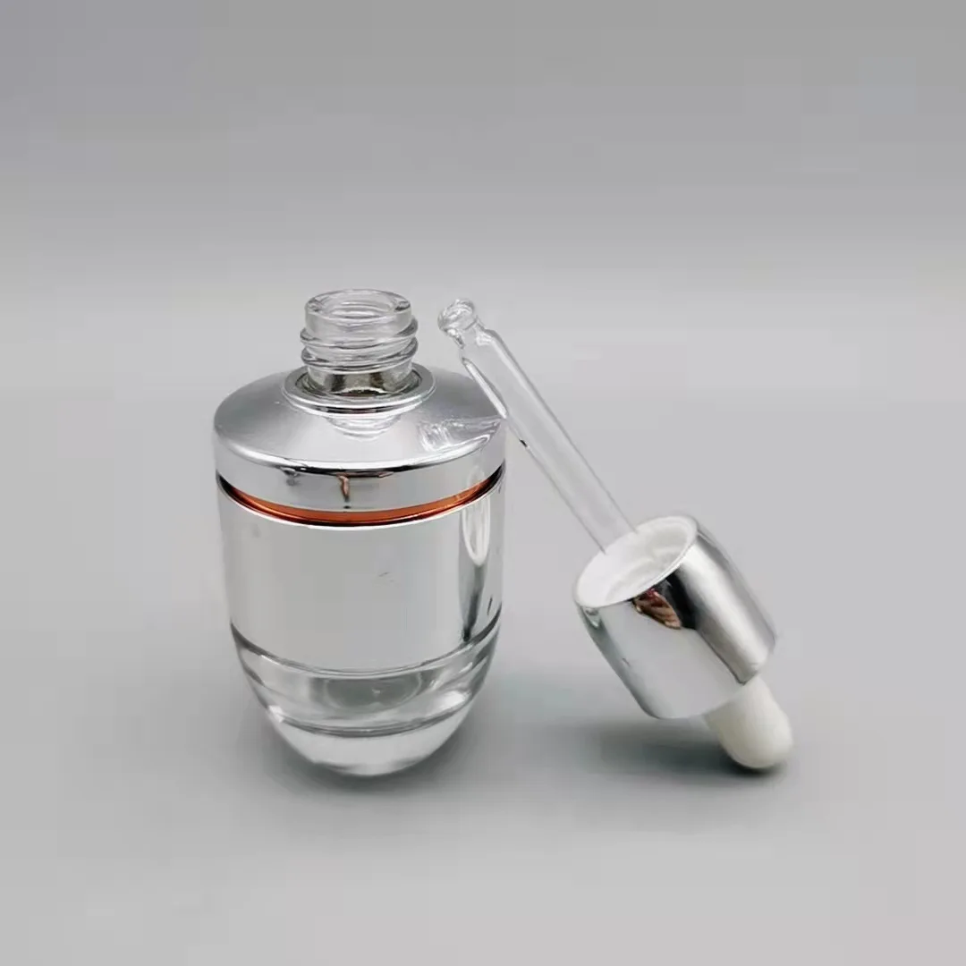 15ml 30ml 50ml ConStore Mini Portable Clear Glass Bottle DIY Travel Essential Oil Nail Varnish Bottles with Bush Silver Cap