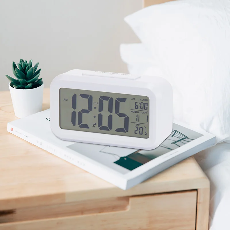 EMAF Smart LCD Digital Table Clocks Room Decoration Items Desktop Clock Decor Households Thermometers Desk Alarm Clock for Home