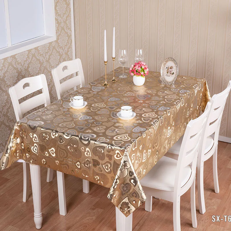 golden silver grounding with non-woven flannel backing Embossed table linens runners