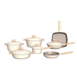 BESCO OEM Nayure Plus series Cast aluminium grey pot set non-stick cookware With Cast aluminium lid Hole induction bottom