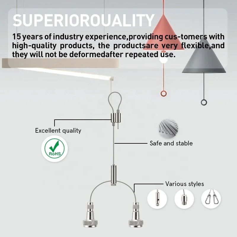 Wholesale Custom ceiling suspension wire ceilling hanging cable with gripper for string lighting kit