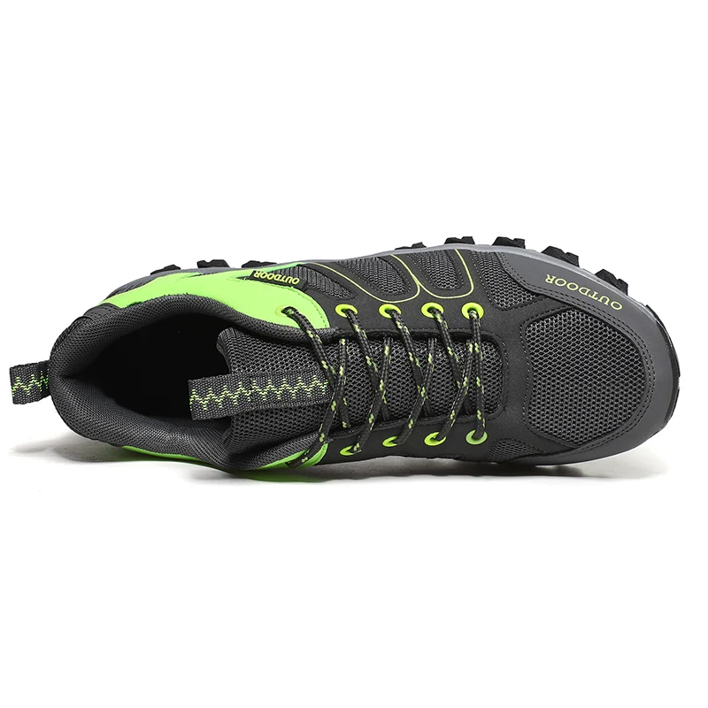 Durable Mesh Fabric Leather Outdoor Water Proof Men Hiking Shoes Custom