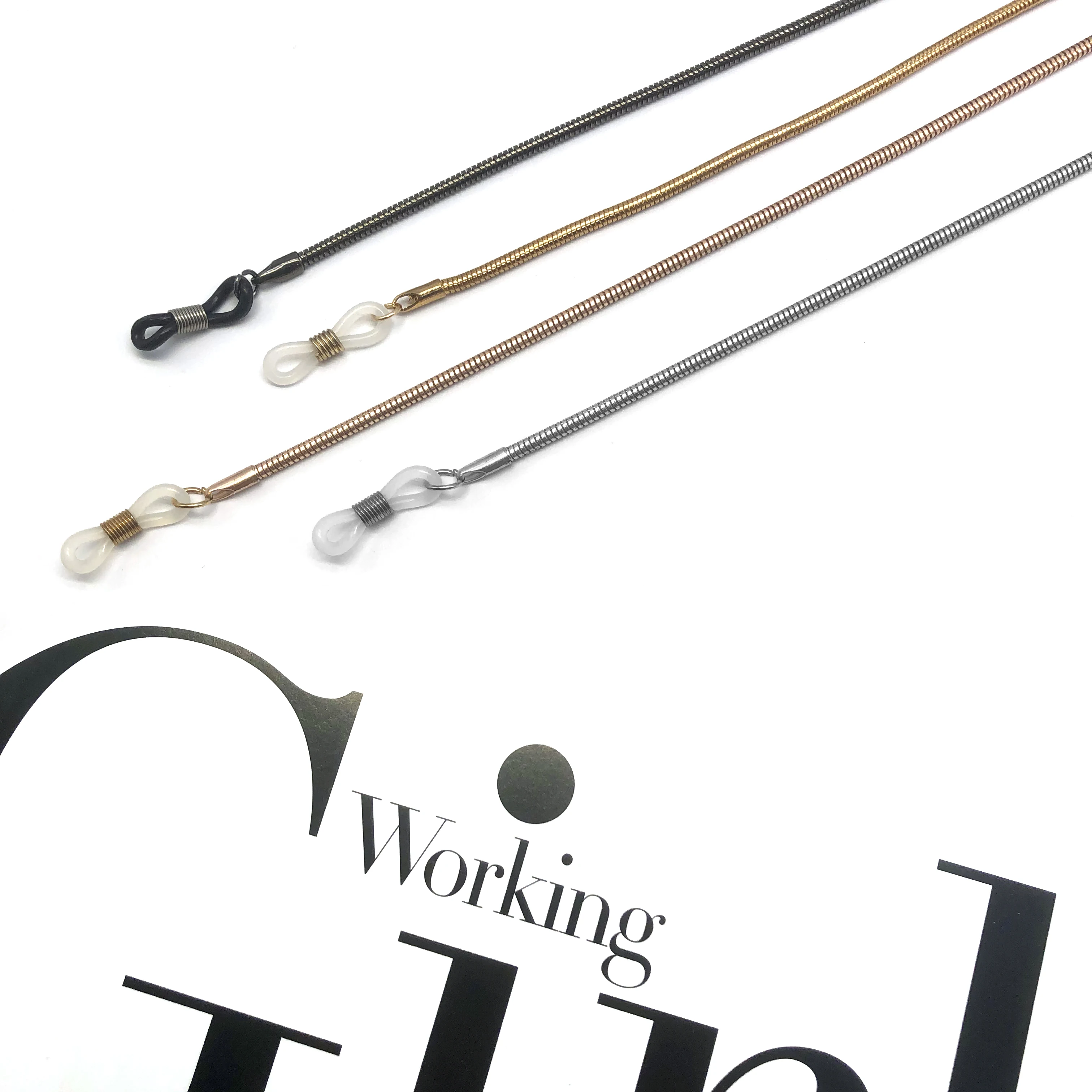 Flat Snake Chain Anti slip Metal Mask Eyewear Sunglasses Chain Gold Neck Straps Optical Chain Reading Eyeglass Strap