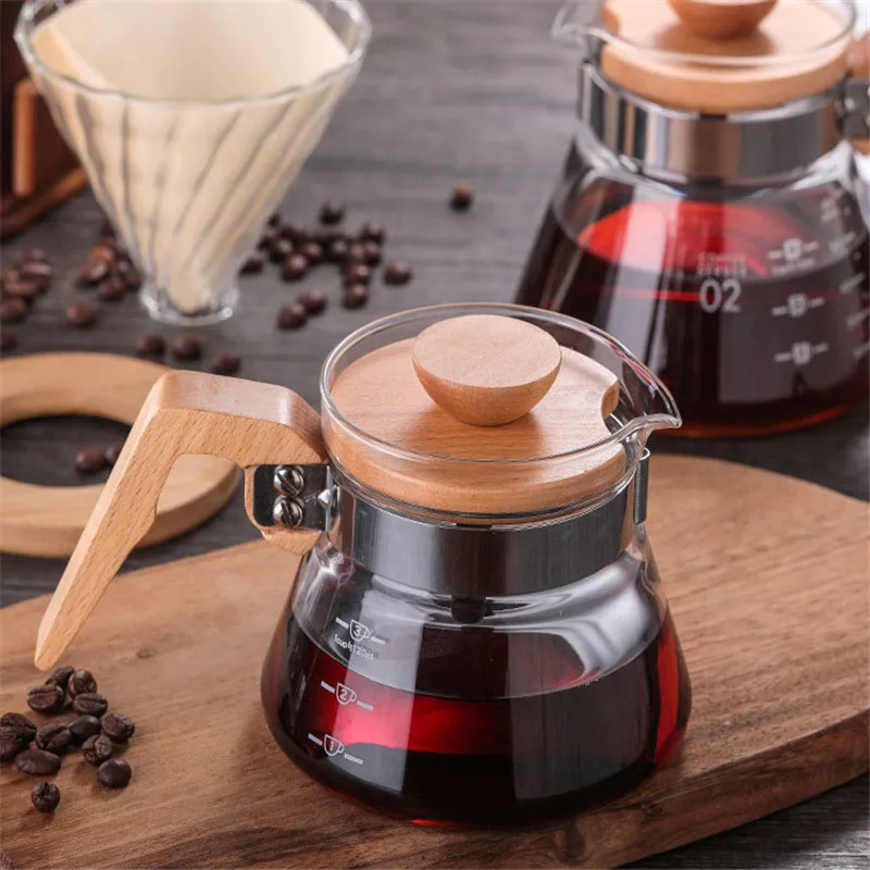 Hot Sale Portable Free Borosilicate 400ml 600ml Heat Resistance Pour Over Glass Coffee Pot With Filter