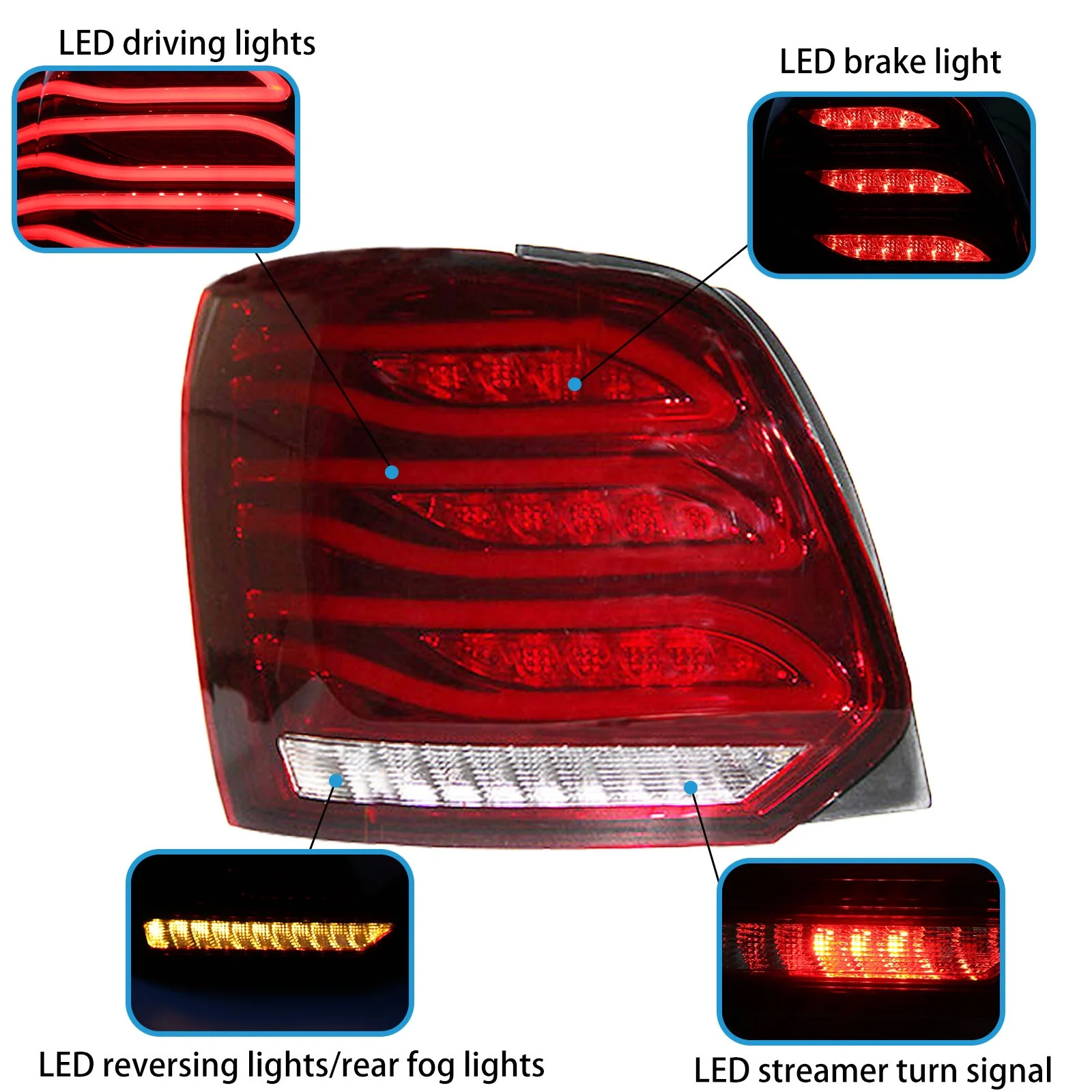 Car tail lamp for VW polo taillights 2011-2017 for polo LED Tail  Lamp Turn Signal Brake Reverse LED light