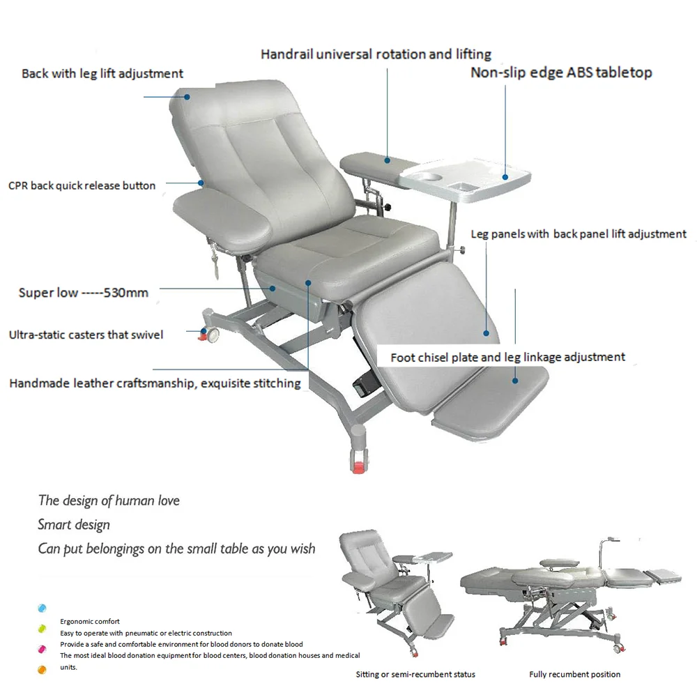 Electric Dialysis Chair Hemodialysis Medical dialysis Blood Donation Hospital Bariatric With Table Equipment Machines