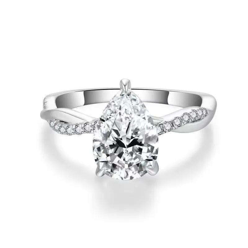 Starsgem 1CT engagement ring 925 sterling silver twist band Hip Hop Ring D VVS Moissanite Diamond Ring