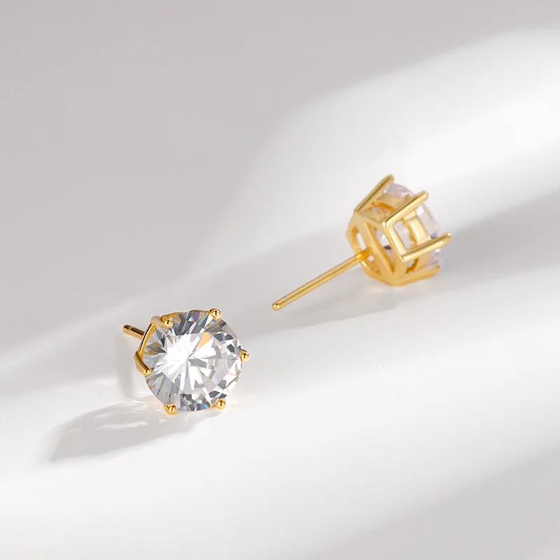 Luxury Earrings Set Screw Back Gold Plated 925 Sterling Silver VVS Moissanite Diamond Stud Earring For Men Women
