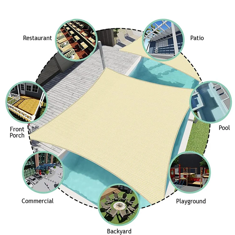 wholesale hdpe hefei factory sail shade for hotels /sail shade waterproof heavy fabric/shade sail natural