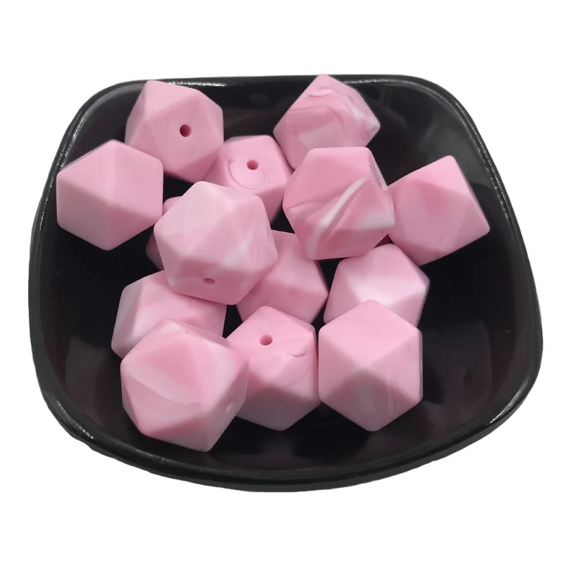 Xiximi 72 Colors BPA Free Baby Teether bead DIY  17mm Hexagon Silicone Beads