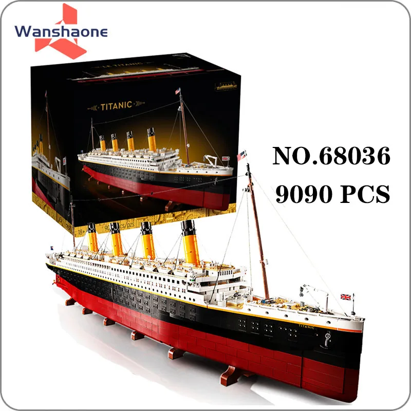 68036 9090 pcs Movie Titanic Large Cruise Boat Ship Steamship Model Jumbo DIY Assembly Construction Toys Bricks Building Blocks