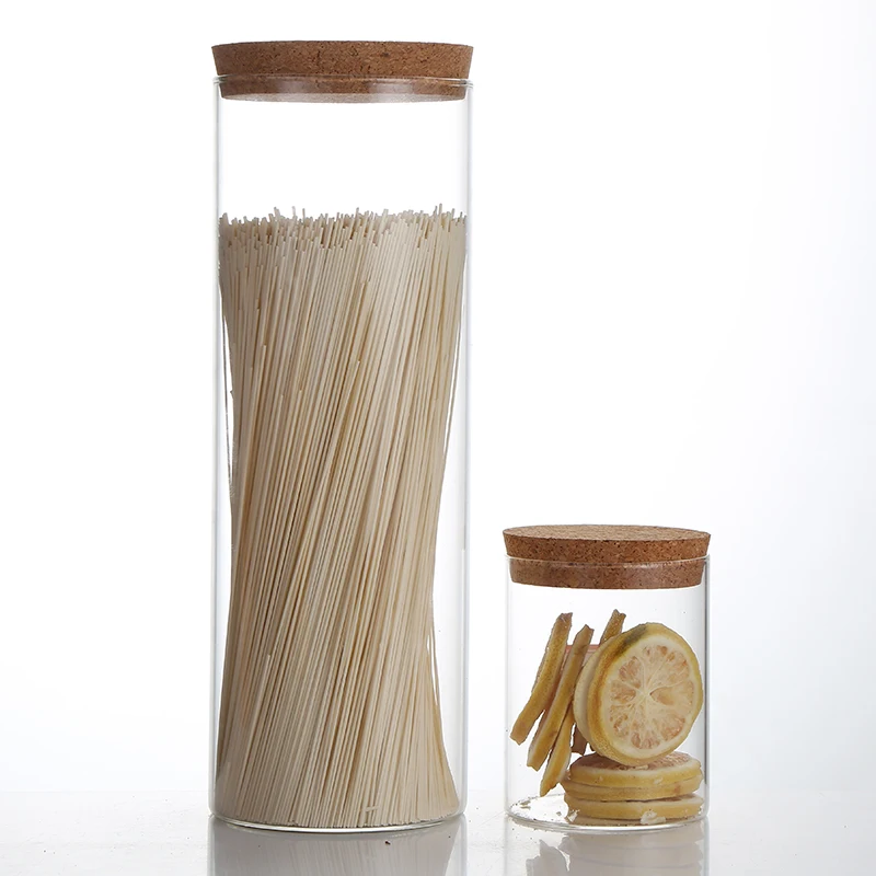 
Creative Wholesale Control Bottle High Borosilicate Transparent Glass Bamboo Cover Domestic Kitchen Storage Jar 