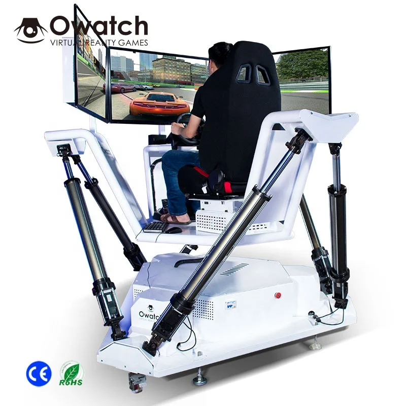 VR Racing car driving simulator machine with three screens