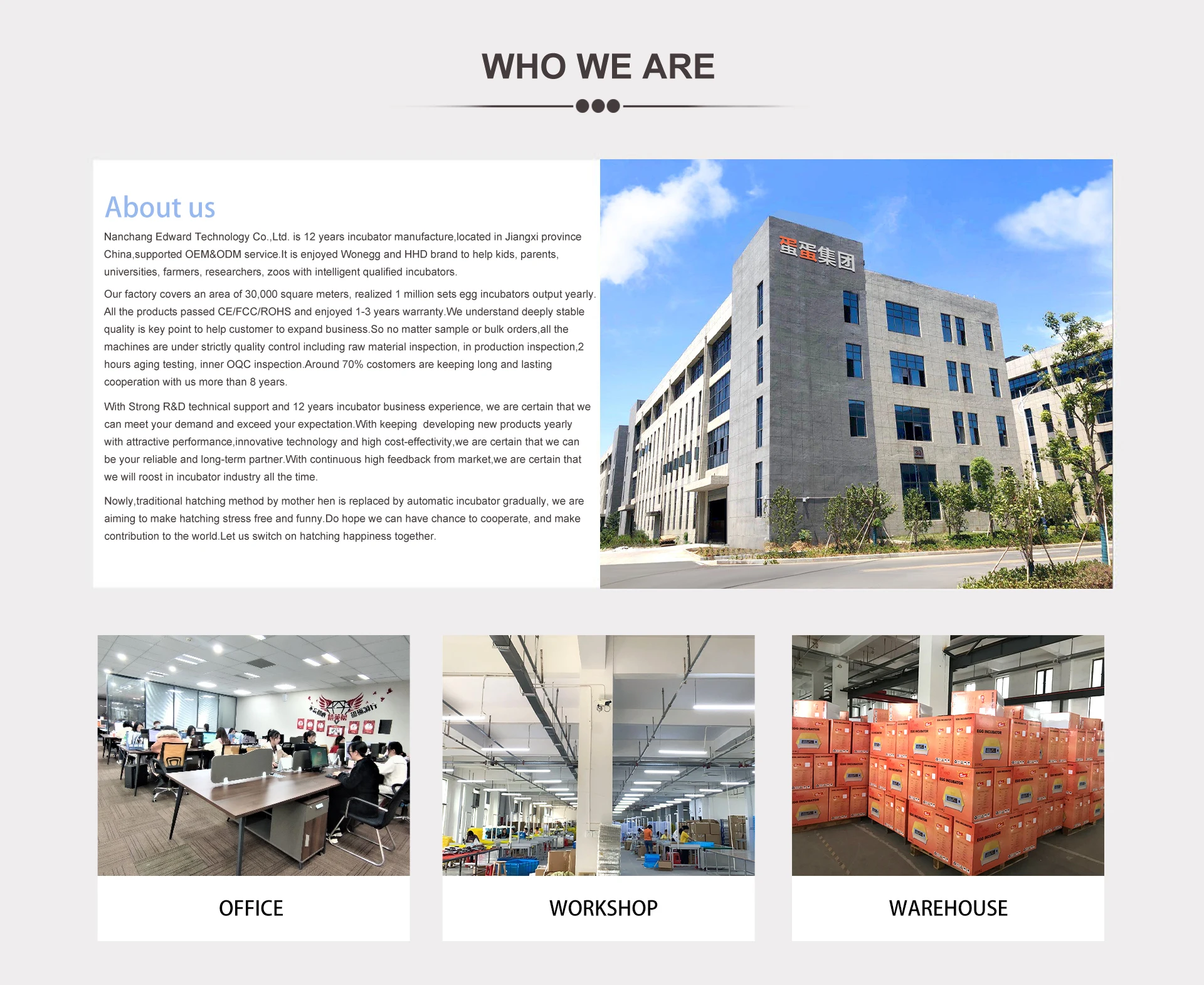 High repurchase rate egg machine ce approved energy saving solar incubator for hatching eggs Long Service Life