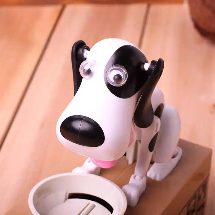 Wholesale Custom Automated Puppy Stealing Coin Bank Money Box unbreakable electronic plastic dog piggy bank for Kids