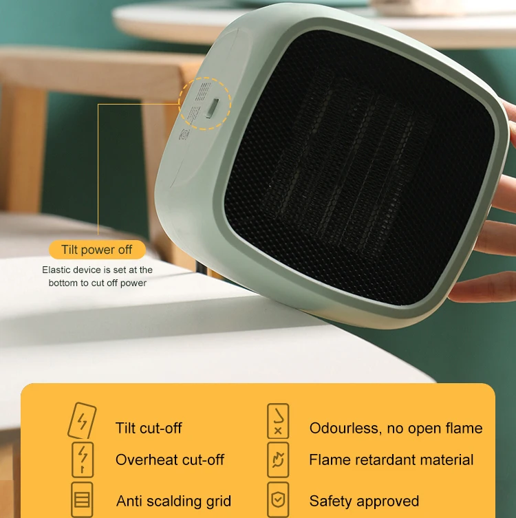 2024 Home Office Winter Heater Fan Portable Mini Space Living Room 800W Mini PTC Fan Electric Heater