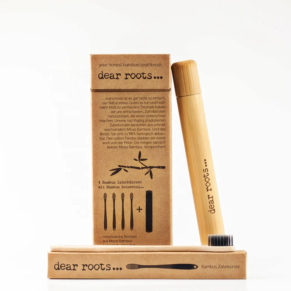Натуральные Бамбуковые зубные щётки 4 пакет для путешествий и гость зубная щетка