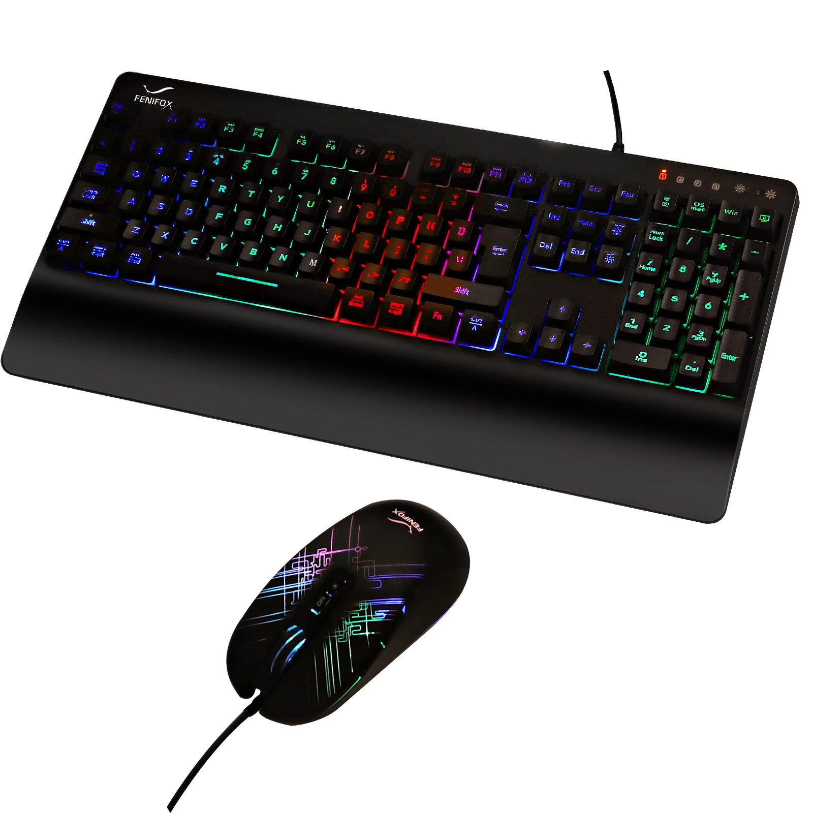 Большая эргономичная игровая клавиатура и мышь с тремя регулируемыми наклонами и подсветкой RGB