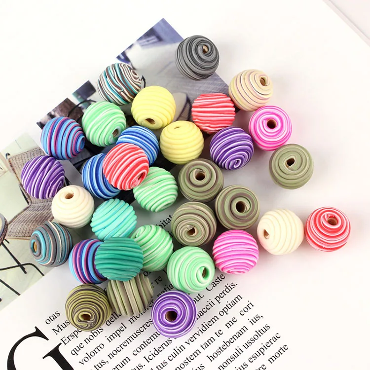 CC1867 Wholesale Multicolor Polymer Clay Swirl Round Jewelry Beads