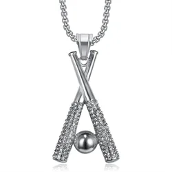High Polish Stainless Steel Metal High Quality Gold Silver Plating Baseball Pendant Necklace