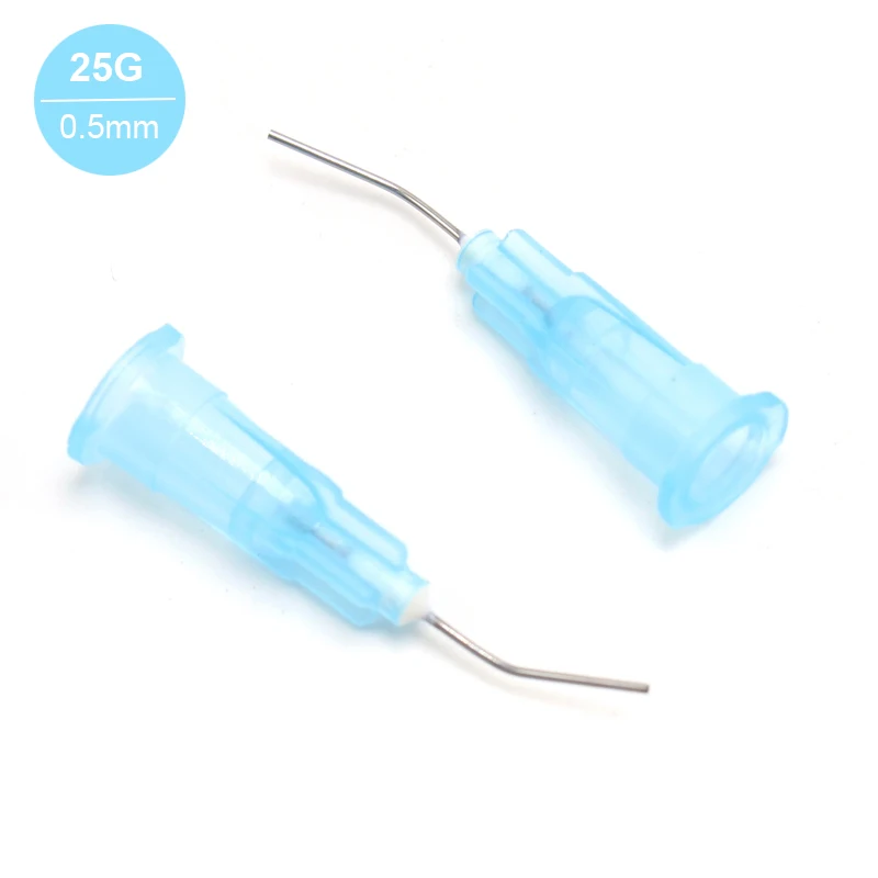 100pcs Dental Bent Needle Tips Flow Sealant Etchant Composite Resin Acid Reagent Syringe Tips