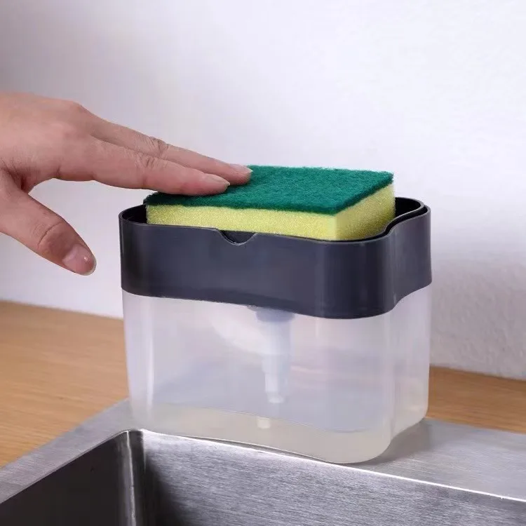 Cross-border Kitchen Push-type Liquid Dispensing Box Household Scouring Pad Dishwashing Brush Automatic Washing Liquid Soap Box