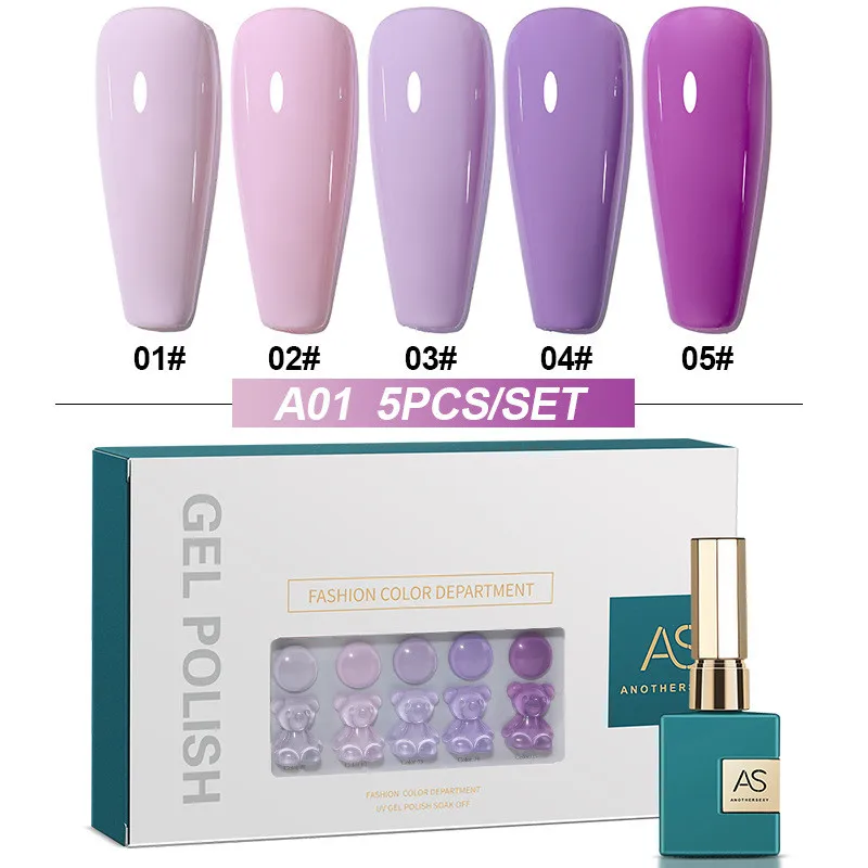 2023 NEW AS nail gel polish set 15ml Professional Nail Supplies 5 Colors Nail Gel Polish kit