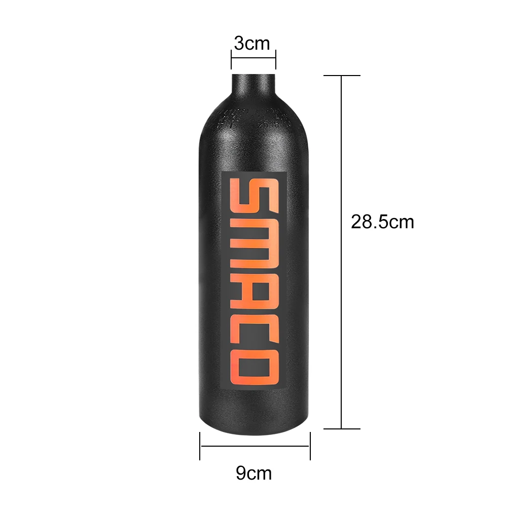SMACO submersible oxygen bottle underwater swimming fishing 1L capacity empty aluminum bottle